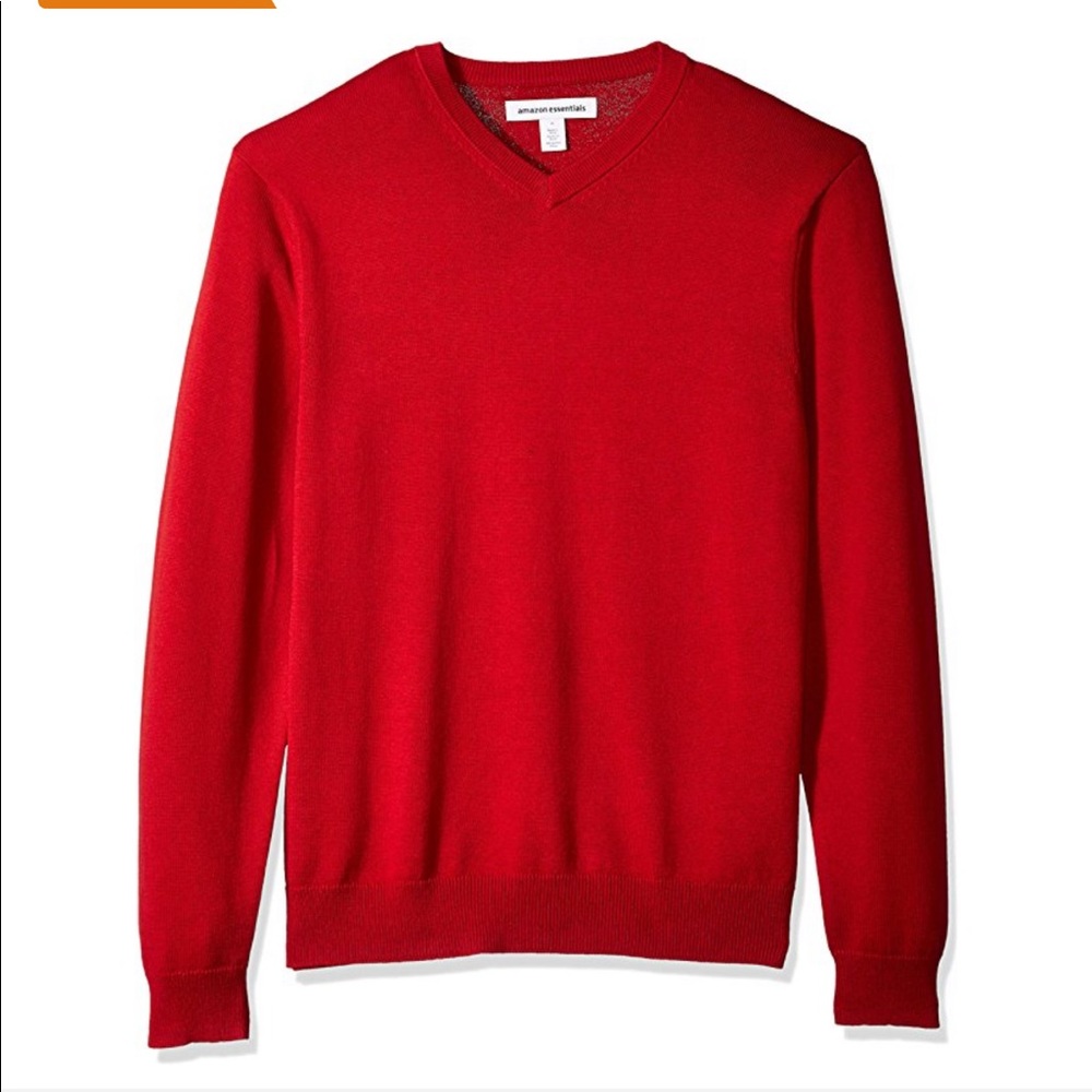 Amazon essentials Red V-Neck Sweater